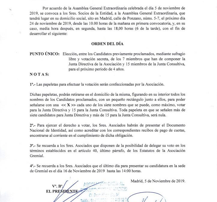 ELECCIONES EN LA ASOCIACIÓN GREMIAL DE AUTO-TAXI DE MADRID