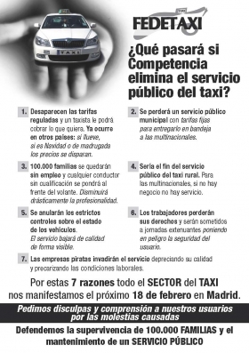 FEDETAXI LE DICE “BASTA YA” A LA CNMC
