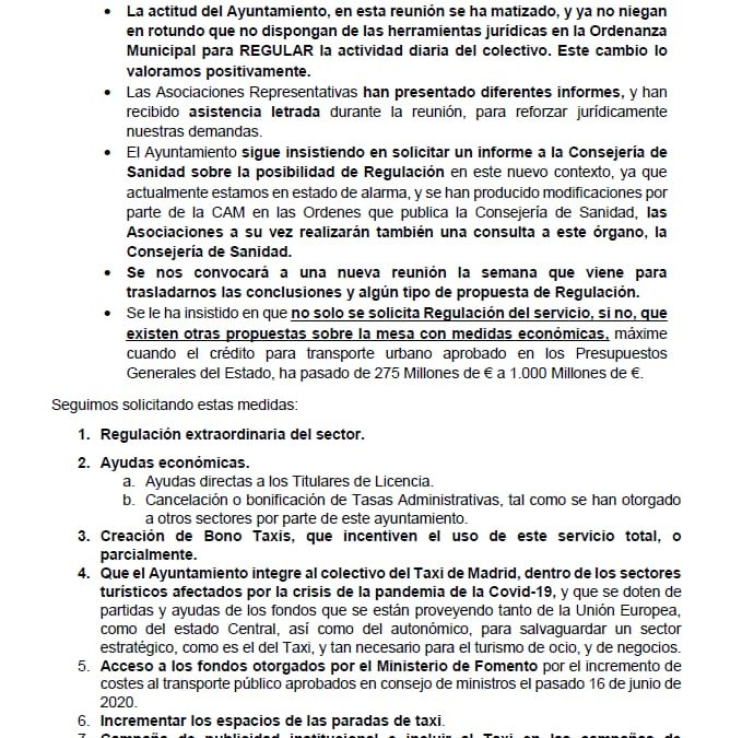 COMUNICADO AL SECTOR 05/12/2020
