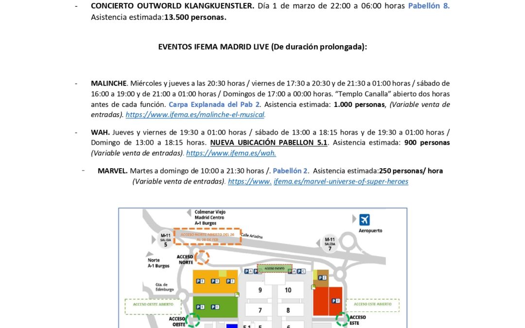 EVENTOS EN IFEMA MADRID DEL 25 DE FEBRERO AL 2 DE MARZO