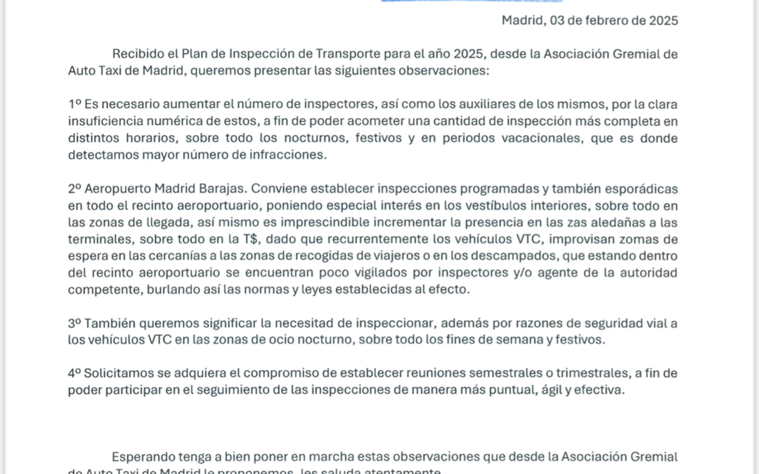 📌PLAN DE INSPECCIÓN DE TRANSPORTES POR CARRETERA PARA EL AÑO 2025 EN LA COMUNIDAD DE MADRID