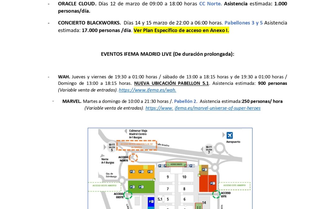 EVENTOS EN IFEMA DEL 5 AL 16 DE MARZO 2025