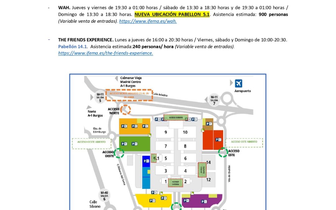EVENTOS PREVISTOS EN IFEMA DURANTE LA SEMANA DEL 22 AL 26 DE ABRIL
