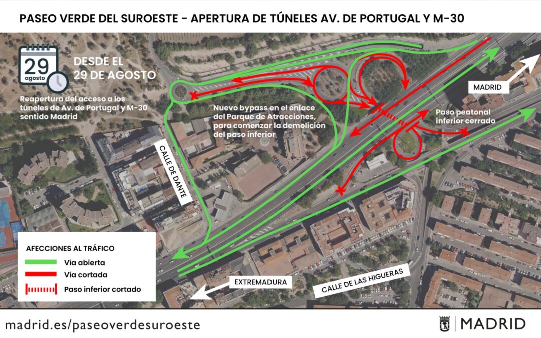 OBRAS DE SOTERRAMIENTO DE LA A-5: SE REABRE EL ACCESO AL TÚNEL DE LA M-30 EN SENTIDO MADRID